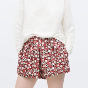 NWT Zara TRF Floral Print Pleated Shorts S